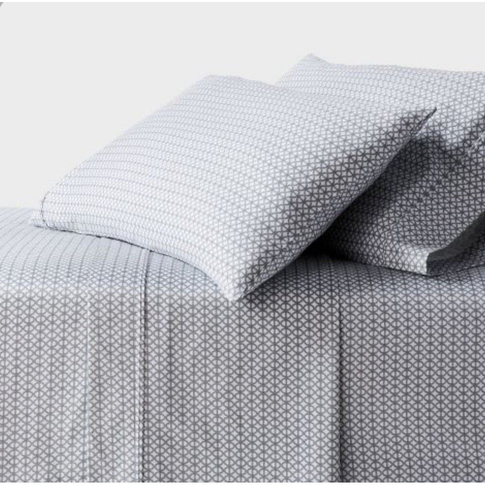 Full 400 Thread Count Performance Sheet Set Blue Geo Threshold NEW